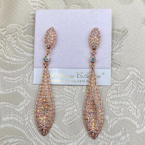 Fifth Avenue Rose Gold Crystal Dangle Earrings NWT
